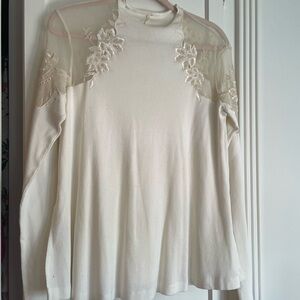 Free People Elegant White Embroidered Floral Women's Top